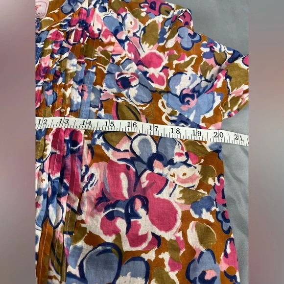 Bananas Size:LFloral Print Long Dress 100% Cotton Multi Color Crewneck